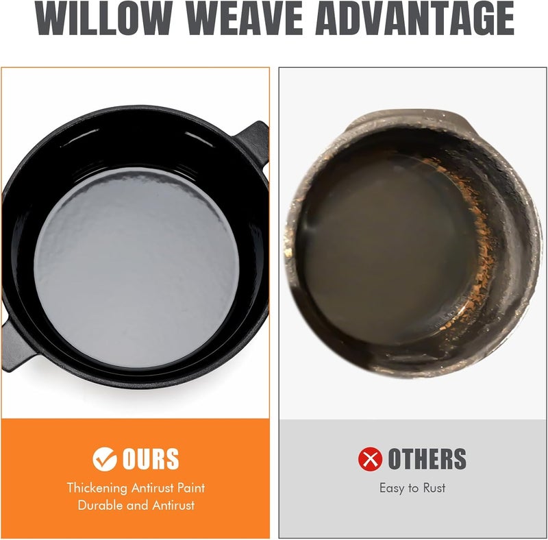 WILLOW WEAVE Cast Iron Wood Stove Steamer 2.5 Quart with Large Opening Top - Flake Black - Image 5